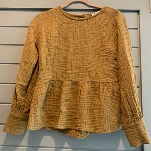 Madewell Lightspun Button-Back Peplum Top XXS